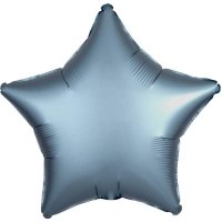 18" Satin Luxe Steel Blue Star Foil Balloons