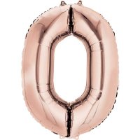 16" Rose Gold Number 0 Air Fill Balloons
