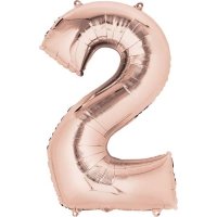 16" Rose Gold Number 2 Air Fill Balloons