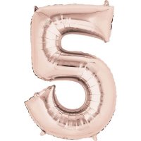 16" Rose Gold Number 5 Air Fill Balloons