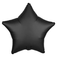 18" Silk Lustre Onyx Black Star Foil Balloons