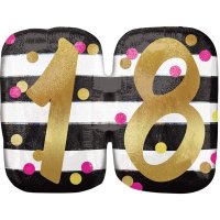 Pink & Gold 18th Birthday Holographic Supershape Balloons