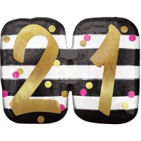 Pink & Gold 21st Birthday Holographic Supershape Balloons