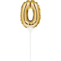 Gold Number 0 Self Inflating Balloon Cake Topper
