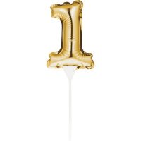 Gold Number 1 Self Inflating Balloon Cake Topper