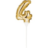 Gold Number 4 Self Inflating Balloon Cake Topper