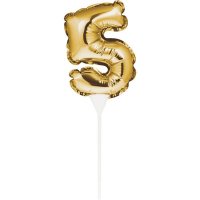 Gold Number 5 Self Inflating Balloon Cake Topper