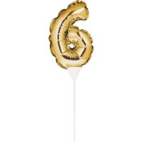 Gold Number 6 Self Inflating Balloon Cake Topper