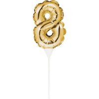 Gold Number 8 Self Inflating Balloon Cake Topper