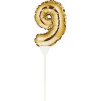 Gold Number 9 Self Inflating Balloon Cake Topper