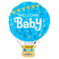 18" Blue Welcome Baby Hot Air Balloon Foil Balloons