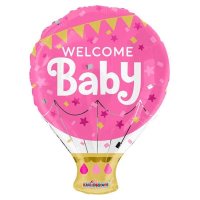 18" Pink Welcome Baby Hot Air Balloon Foil Balloons