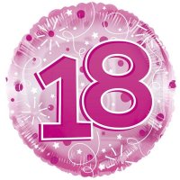 24" Pink Age 18 Birthday Clear View Foil Balloons