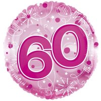 24" Pink Age 60 Birthday Clear View Foil Balloons