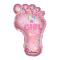Baby Girl Footprint Supershape Foil Balloons