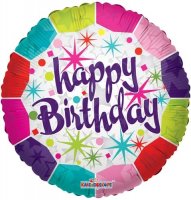 18" Happy Birthday Colour Sparkle Foil Balloons