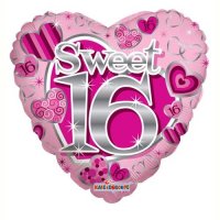 18" Sweet 16th Birthday Pink Foil Balloons