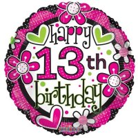 18" Happy 13th Birthday Girl Foil Balloons