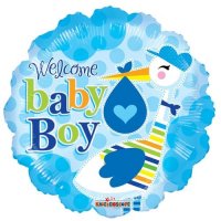 18" Baby Boy Stork Foil Balloons