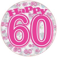 Happy 60th Pink Giant Party Badge