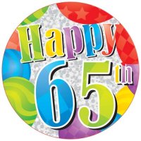 Happy 65th Giant Party Badge