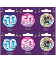 Age 50 Assorted Small Badges x6