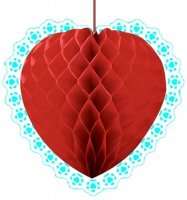 Red Heart Honeycomb Decoration
