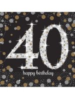 40th Birthday Gold Celebration Napkins 16pk