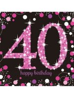40th Birthday Pink Celebration Napkins 16pk