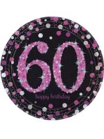 60th Birthday Pink Celebration Plates 8pk