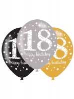 11" Gold Celebration 18th Birthday Latex Balloons 6pk