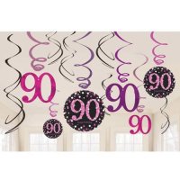 90th Pink Celebration Swirl Decoration