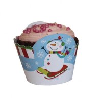 Joyful Snowman Cup Cake Wraps x12