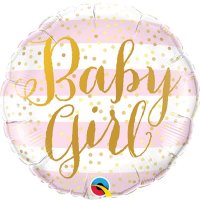 9" Baby Girl Pink Stripes Air Filled Balloons