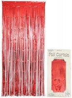Red Foil Door Shimmer Curtain