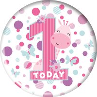 Age 1 Pink Small Badges 6pk