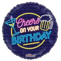18" Cheers On Your Birthday Eco Foil Balloons