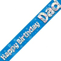 Happy Birthday Dad Blue Holographic Banner