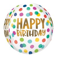Happy Birthday Dots Orbz Foil Balloons