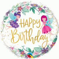 18" Birthday Wild Flower Fairies Foil Balloons