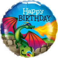 18" Happy Birthday Mythical Dragon Foil Balloons