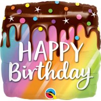 18" Birthday Rainbow Drip Cake Foil Balloons