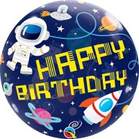 22" Happy Birthday Outer Space Single Bubble Balloons