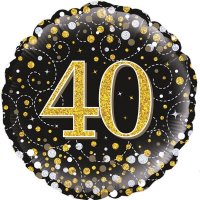 18" Black Sparkling Fizz 40th Birthday Foil Balloons