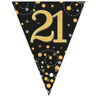 Happy 21st Birthday Black Sparkling Fizz Party Bunting