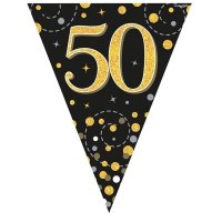Happy 50th Birthday Black Sparkling Fizz Party Bunting