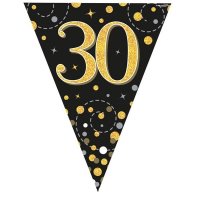 Happy 30th Birthday Black Sparkling Fizz Party Bunting