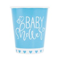 Blue Baby Shower Hearts Paper Cups 8pk