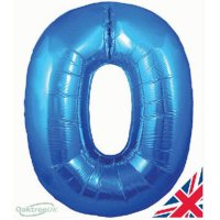 34" Oaktree Blue Number 0 Shape Balloons