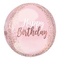 Blush Happy Birthday Orbz Foil Balloons